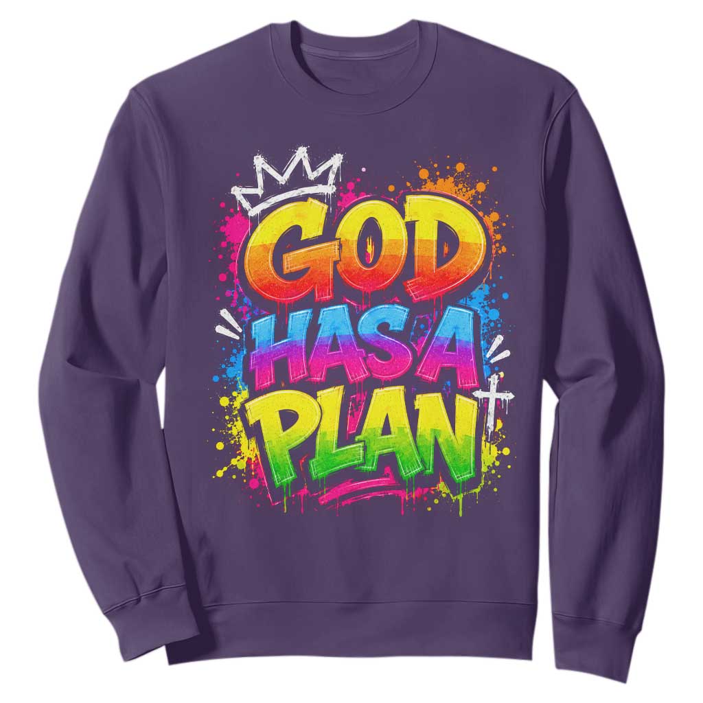 God Has A Plan Sweatshirt Graffiti Rap Christian Faith Graphic