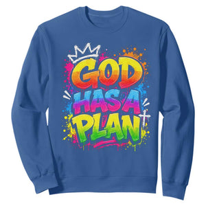 God Has A Plan Sweatshirt Graffiti Rap Christian Faith Graphic