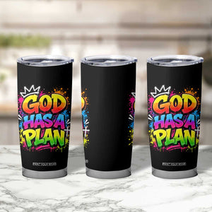 God Has A Plan Tumbler Cup Graffiti Rap Christian Faith Graphic