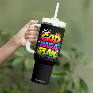 God Has A Plan Tumbler With Handle Graffiti Rap Christian Faith Graphic