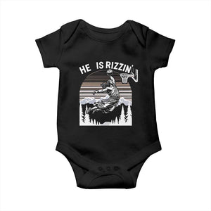Funny Jesus Basketball Baby Onesie He Is Rizzin Retro Y2K Playing Basketball TS10 Black Print Your Wear