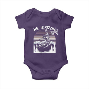 Funny Jesus Basketball Baby Onesie He Is Rizzin Retro Y2K Playing Basketball TS10 Purple Print Your Wear