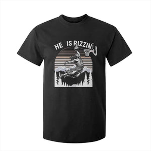 Funny Jesus Basketball T Shirt For Kid He Is Rizzin Retro Y2K Playing Basketball TS10 Black Print Your Wear