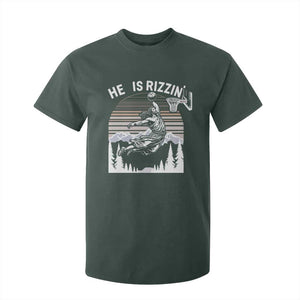 Funny Jesus Basketball T Shirt For Kid He Is Rizzin Retro Y2K Playing Basketball TS10 Dark Forest Green Print Your Wear