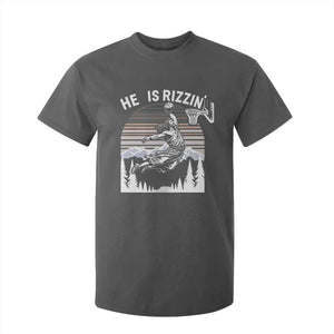 Funny Jesus Basketball T Shirt For Kid He Is Rizzin Retro Y2K Playing Basketball TS10 Dark Heather Print Your Wear