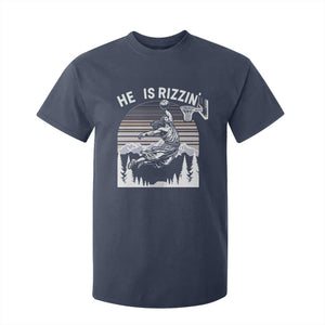 Funny Jesus Basketball T Shirt For Kid He Is Rizzin Retro Y2K Playing Basketball TS10 Navy Print Your Wear