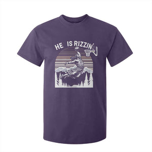 Funny Jesus Basketball T Shirt For Kid He Is Rizzin Retro Y2K Playing Basketball TS10 Purple Print Your Wear