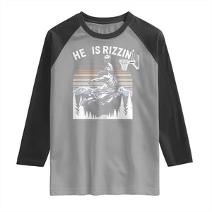 Funny Jesus Basketball Raglan Shirt He Is Rizzin Retro Y2K Playing Basketball TS10 Sport Gray Black Print Your Wear