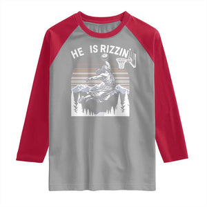 Funny Jesus Basketball Raglan Shirt He Is Rizzin Retro Y2K Playing Basketball TS10 Sport Gray Red Print Your Wear