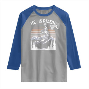 Funny Jesus Basketball Raglan Shirt He Is Rizzin Retro Y2K Playing Basketball TS10 Sport Gray Royal Print Your Wear