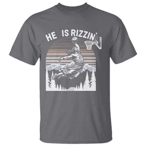 Funny Jesus Basketball T Shirt He Is Rizzin Retro Y2K Playing Basketball TS10 Charcoal Print Your Wear