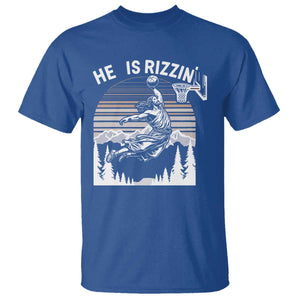 Funny Jesus Basketball T Shirt He Is Rizzin Retro Y2K Playing Basketball TS10 Royal Blue Print Your Wear