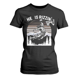 Funny Jesus Basketball T Shirt For Women He Is Rizzin Retro Y2K Playing Basketball TS10 Black Print Your Wear