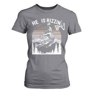 Funny Jesus Basketball T Shirt For Women He Is Rizzin Retro Y2K Playing Basketball TS10 Charcoal Print Your Wear
