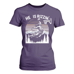 Funny Jesus Basketball T Shirt For Women He Is Rizzin Retro Y2K Playing Basketball TS10 Purple Print Your Wear
