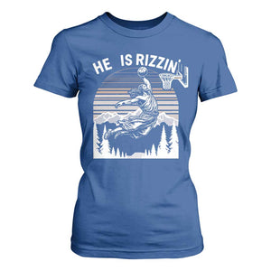 Funny Jesus Basketball T Shirt For Women He Is Rizzin Retro Y2K Playing Basketball TS10 Royal Blue Print Your Wear