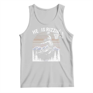 Funny Jesus Basketball Tank Top He Is Rizzin Retro Y2K Playing Basketball TS10 Ash Print Your Wear
