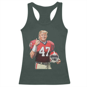 Trump Football Racerback Tank Top Vintage Sports Fan 47th President TS10 Dark Forest Green Print Your Wear