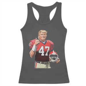 Trump Football Racerback Tank Top Vintage Sports Fan 47th President TS10 Dark Heather Print Your Wear