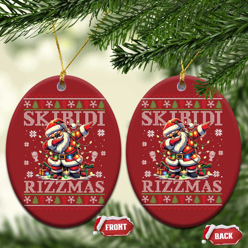 Skibidi Rizzmas Xmas Christmas Ornament Rizz Santa Claus Funny Xmas Gen Alpha TS10 Oval Red Print Your Wear