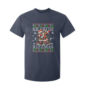 Skibidi Rizzmas Christmas T Shirt For Kid Rizz Santa Claus Funny Xmas Gen Alpha TS10 Navy Print Your Wear
