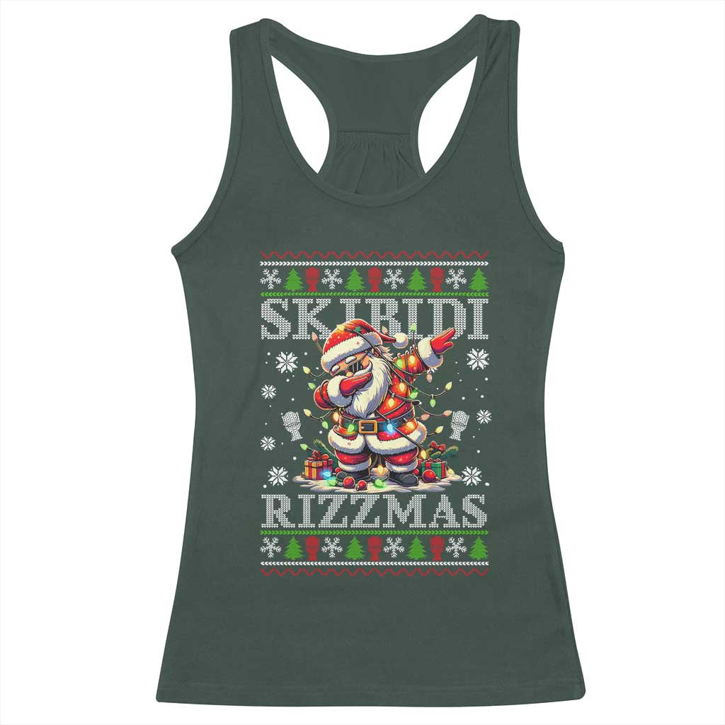 Skibidi Rizzmas Christmas Racerback Tank Top Rizz Santa Claus Funny Xmas Gen Alpha TS10 Dark Forest Green Print Your Wear