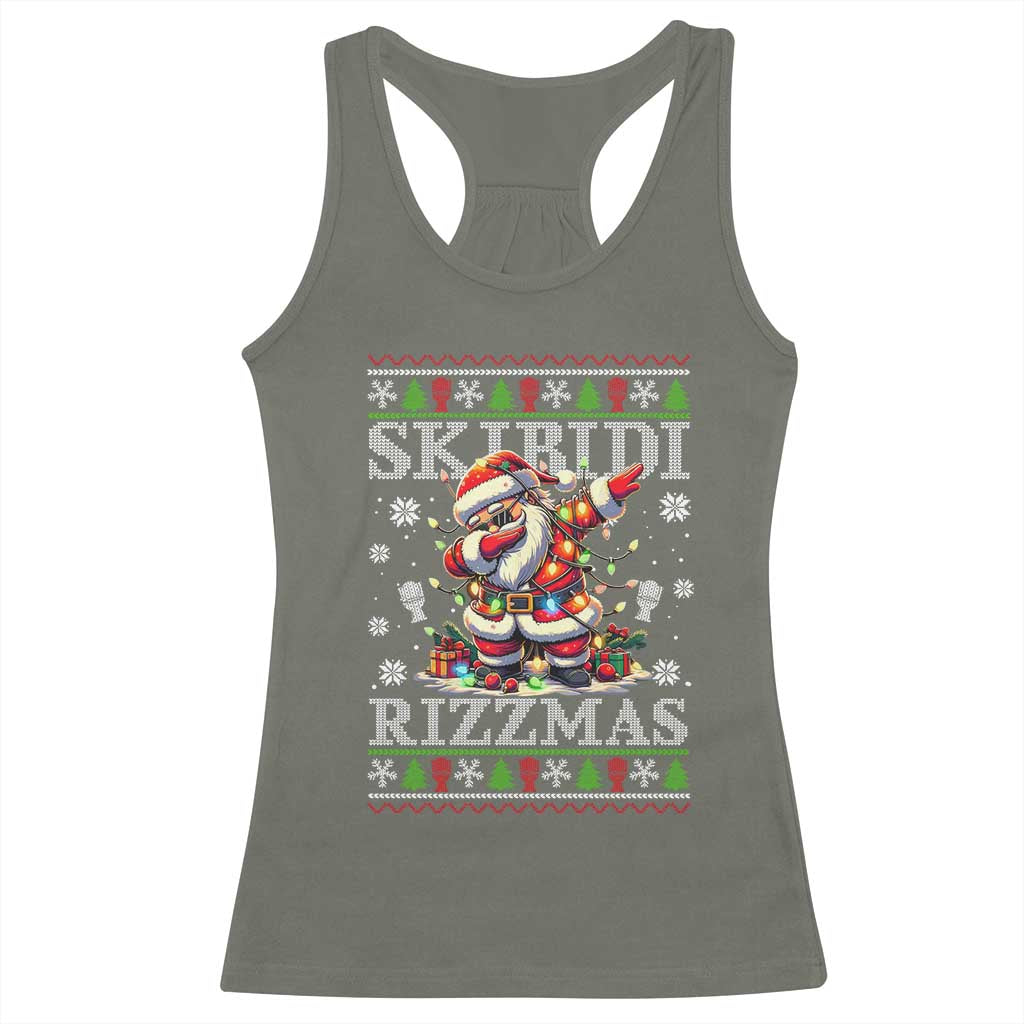 Skibidi Rizzmas Christmas Racerback Tank Top Rizz Santa Claus Funny Xmas Gen Alpha TS10 Military Green Print Your Wear