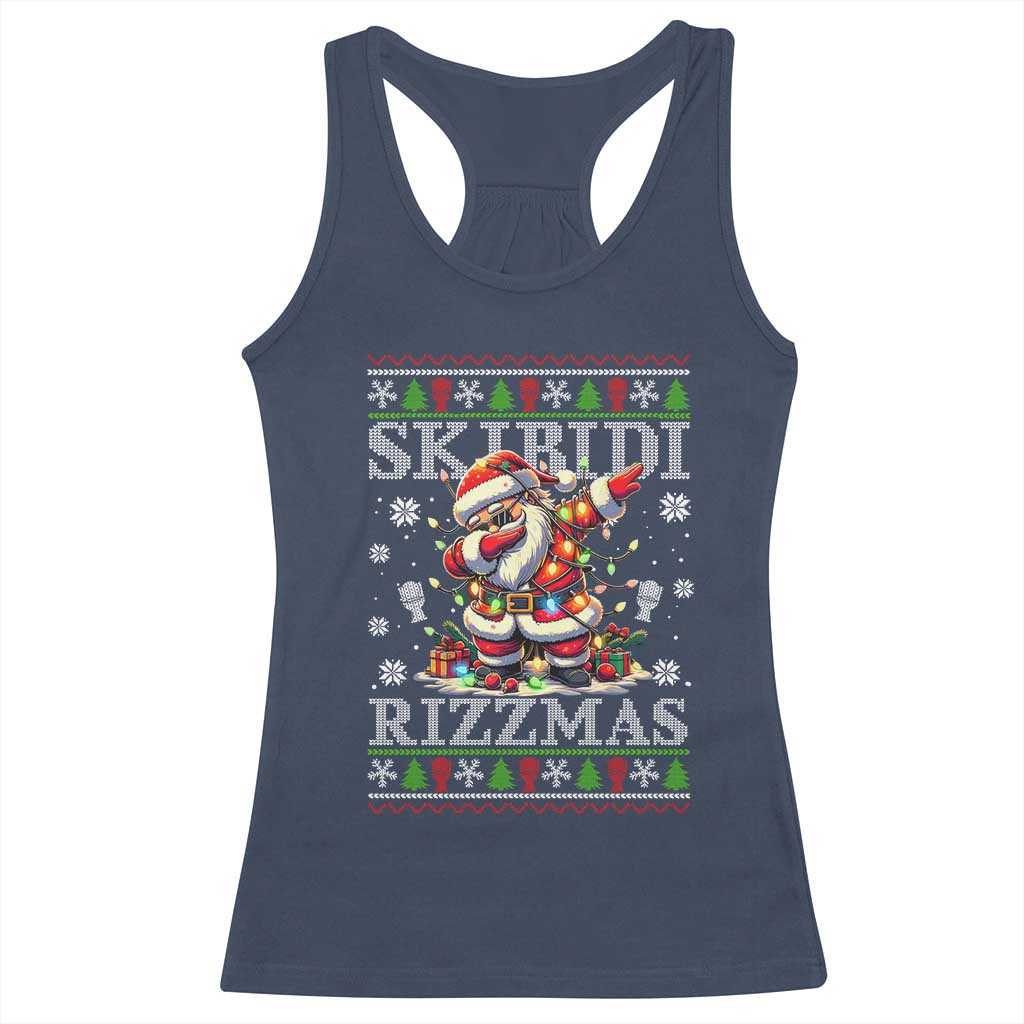 Skibidi Rizzmas Christmas Racerback Tank Top Rizz Santa Claus Funny Xmas Gen Alpha TS10 Navy Print Your Wear