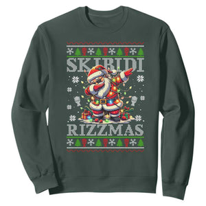 Skibidi Rizzmas Christmas Sweatshirt Rizz Santa Claus Funny Xmas Gen Alpha TS10 Dark Forest Green Print Your Wear