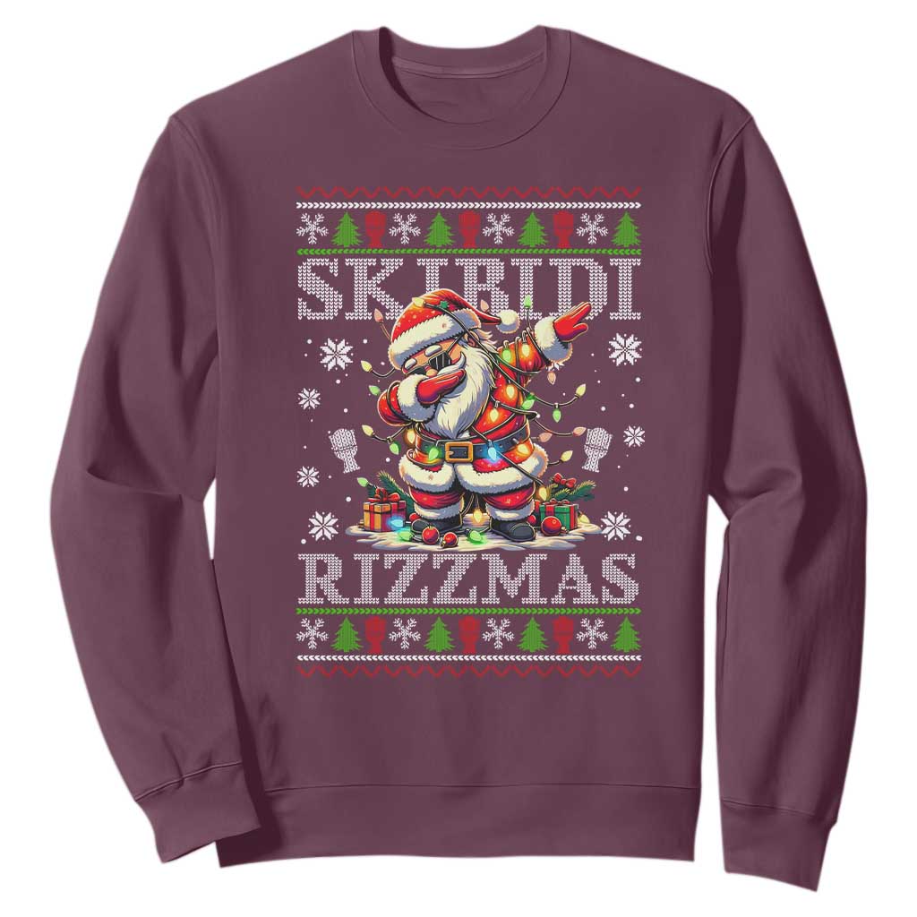 Skibidi Rizzmas Christmas Sweatshirt Rizz Santa Claus Funny Xmas Gen Alpha TS10 Maroon Print Your Wear