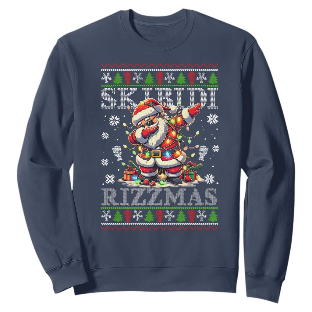 Skibidi Rizzmas Christmas Sweatshirt Rizz Santa Claus Funny Xmas Gen Alpha TS10 Navy Print Your Wear