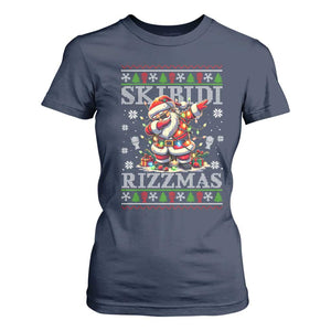 Skibidi Rizzmas Christmas T Shirt For Women Rizz Santa Claus Funny Xmas Gen Alpha TS10 Navy Print Your Wear