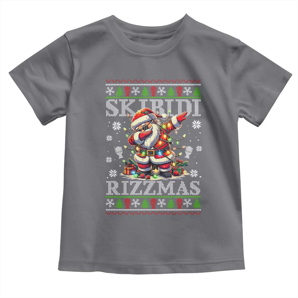 Skibidi Rizzmas Christmas Toddler T Shirt Rizz Santa Claus Funny Xmas Gen Alpha TS10 Charcoal Print Your Wear