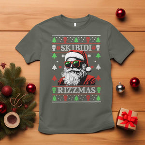 Skibidi Rizzmas Christmas T Shirt Rizz Santa Claus Funny Xmas Gen Alpha Ugly Christmas TS10 Military Green Print Your Wear