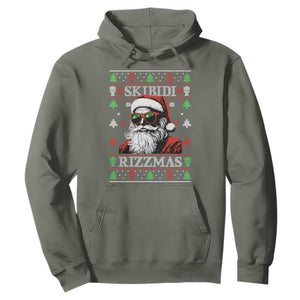Skibidi Rizzmas Christmas Hoodie Rizz Santa Claus Funny Xmas Gen Alpha Ugly Christmas TS10 Military Green Print Your Wear