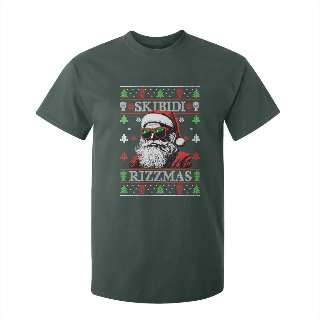 Skibidi Rizzmas Christmas T Shirt For Kid Rizz Santa Claus Funny Xmas Gen Alpha Ugly Christmas TS10 Dark Forest Green Print Your Wear