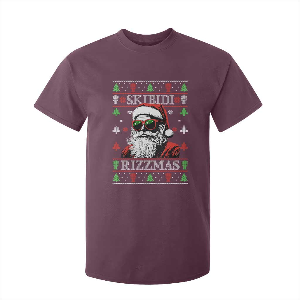 Skibidi Rizzmas Christmas T Shirt For Kid Rizz Santa Claus Funny Xmas Gen Alpha Ugly Christmas TS10 Maroon Print Your Wear