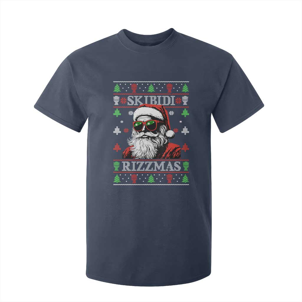 Skibidi Rizzmas Christmas T Shirt For Kid Rizz Santa Claus Funny Xmas Gen Alpha Ugly Christmas TS10 Navy Print Your Wear