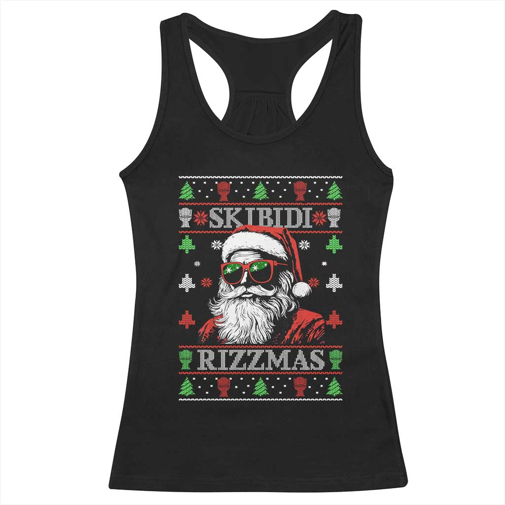 Skibidi Rizzmas Christmas Racerback Tank Top Rizz Santa Claus Funny Xmas Gen Alpha Ugly Christmas TS10 Black Print Your Wear