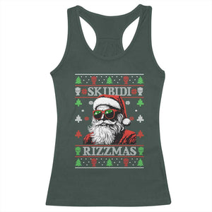 Skibidi Rizzmas Christmas Racerback Tank Top Rizz Santa Claus Funny Xmas Gen Alpha Ugly Christmas TS10 Dark Forest Green Print Your Wear