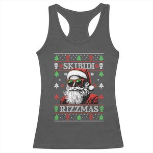 Skibidi Rizzmas Christmas Racerback Tank Top Rizz Santa Claus Funny Xmas Gen Alpha Ugly Christmas TS10 Dark Heather Print Your Wear