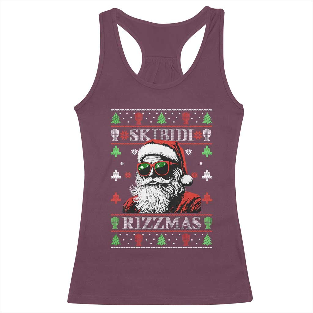 Skibidi Rizzmas Christmas Racerback Tank Top Rizz Santa Claus Funny Xmas Gen Alpha Ugly Christmas TS10 Maroon Print Your Wear