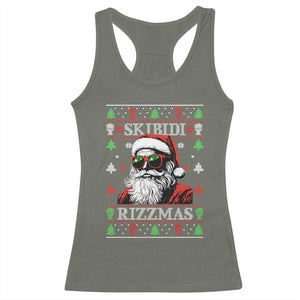 Skibidi Rizzmas Christmas Racerback Tank Top Rizz Santa Claus Funny Xmas Gen Alpha Ugly Christmas TS10 Military Green Print Your Wear