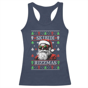 Skibidi Rizzmas Christmas Racerback Tank Top Rizz Santa Claus Funny Xmas Gen Alpha Ugly Christmas TS10 Navy Print Your Wear