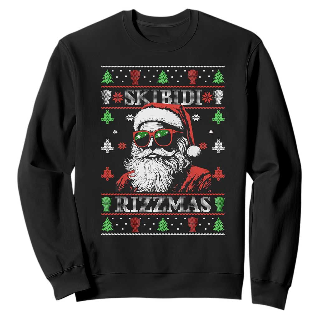 Skibidi Rizzmas Christmas Sweatshirt Rizz Santa Claus Funny Xmas Gen Alpha Ugly Christmas TS10 Black Print Your Wear