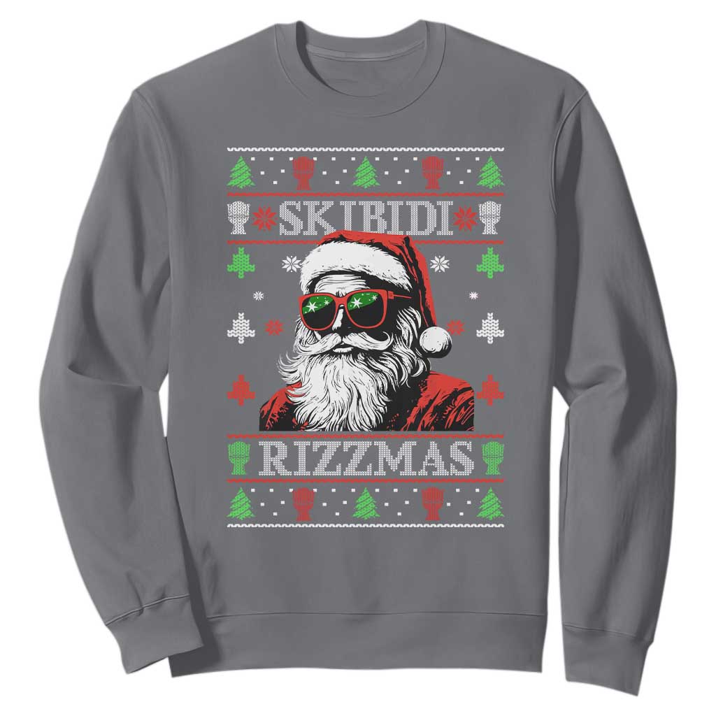 Skibidi Rizzmas Christmas Sweatshirt Rizz Santa Claus Funny Xmas Gen Alpha Ugly Christmas TS10 Charcoal Print Your Wear