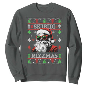 Skibidi Rizzmas Christmas Sweatshirt Rizz Santa Claus Funny Xmas Gen Alpha Ugly Christmas TS10 Dark Heather Print Your Wear
