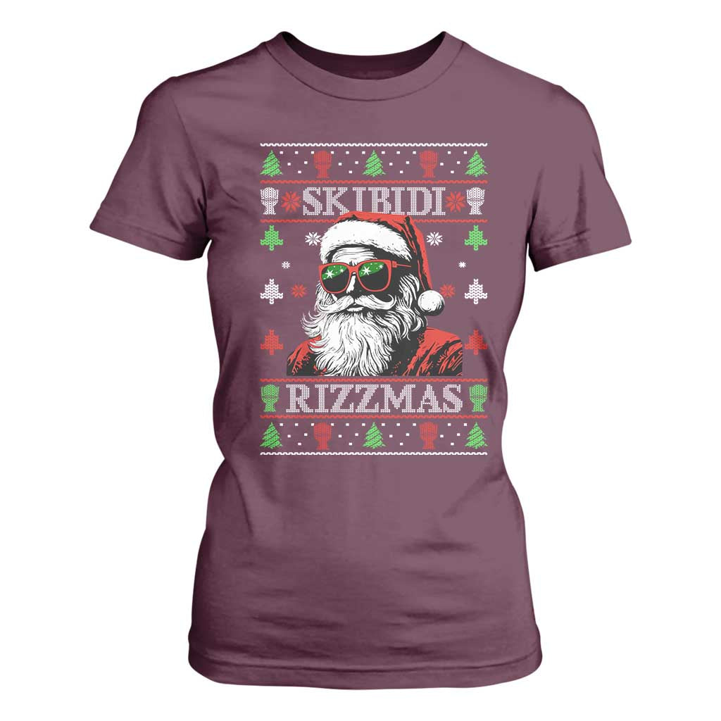 Skibidi Rizzmas Christmas T Shirt For Women Rizz Santa Claus Funny Xmas Gen Alpha Ugly Christmas TS10 Maroon Print Your Wear