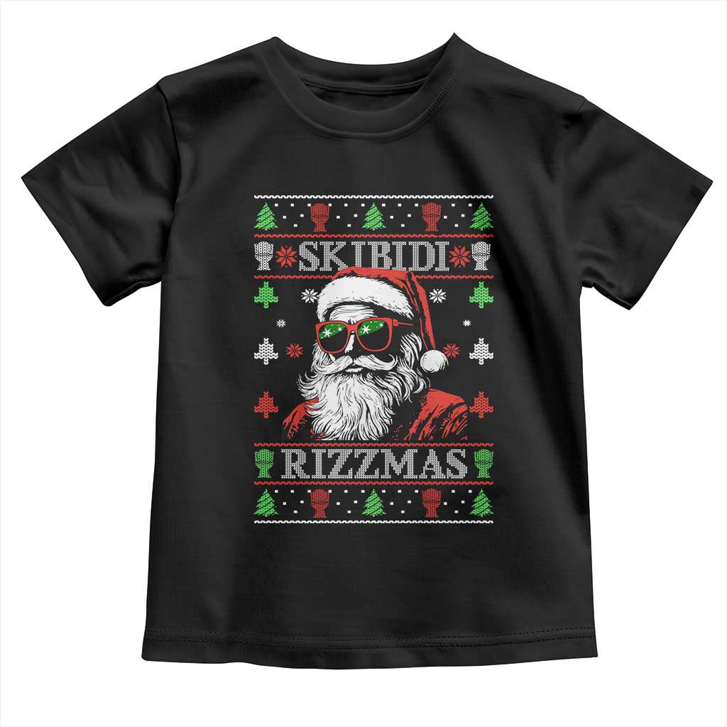 Skibidi Rizzmas Christmas Toddler T Shirt Rizz Santa Claus Funny Xmas Gen Alpha Ugly Christmas TS10 Black Print Your Wear