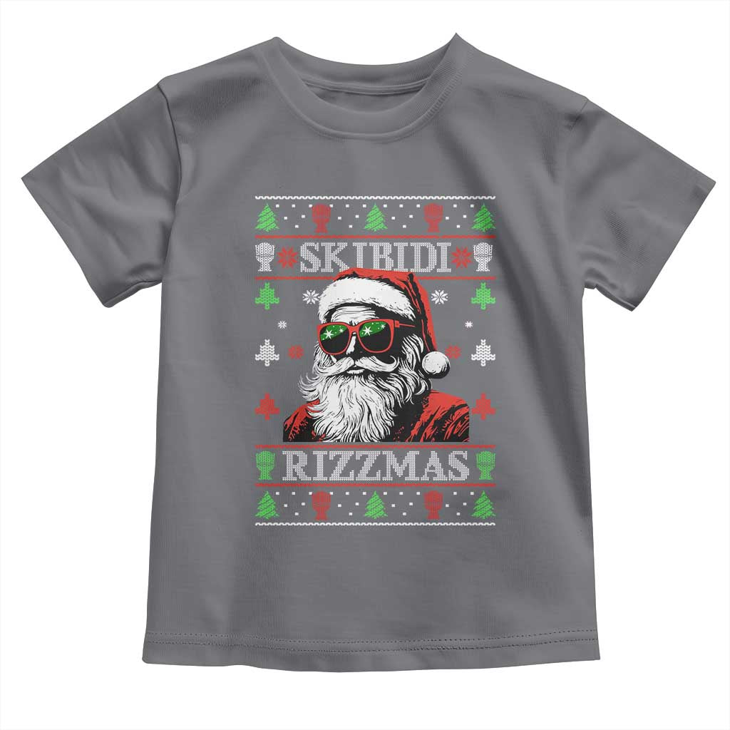 Skibidi Rizzmas Christmas Toddler T Shirt Rizz Santa Claus Funny Xmas Gen Alpha Ugly Christmas TS10 Charcoal Print Your Wear